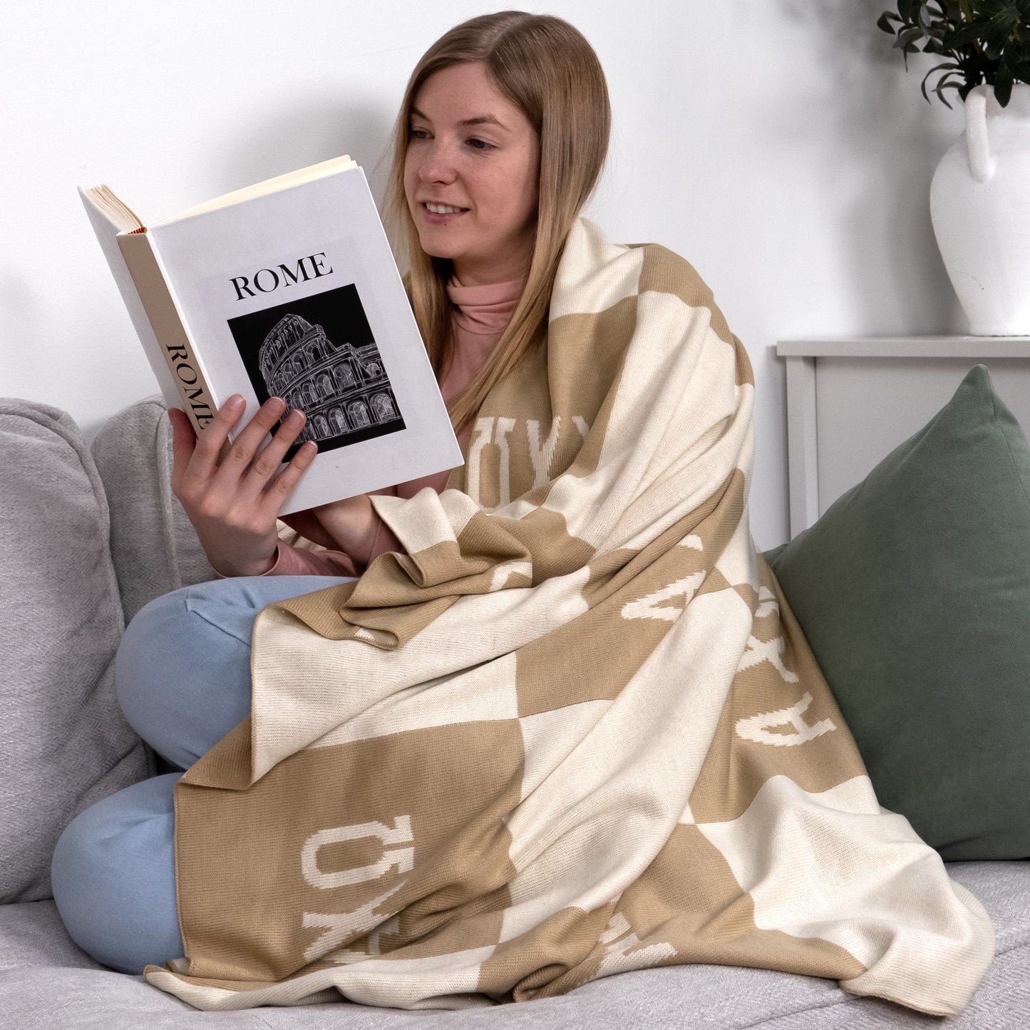 Sigma Sigma Sigma Blanket - Acrylic Knit Checkered Blanket