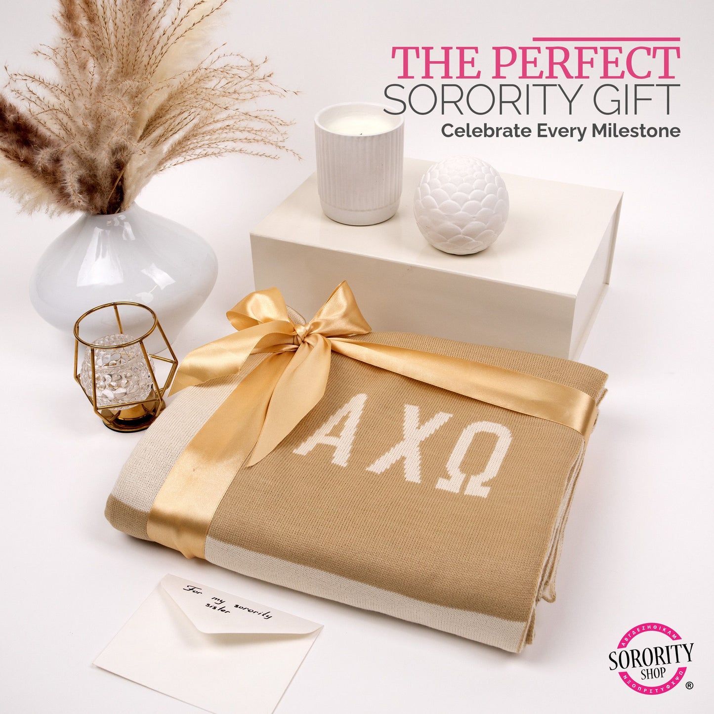 Pi Beta Phi Blanket - Acrylic Knit Checkered Blanket