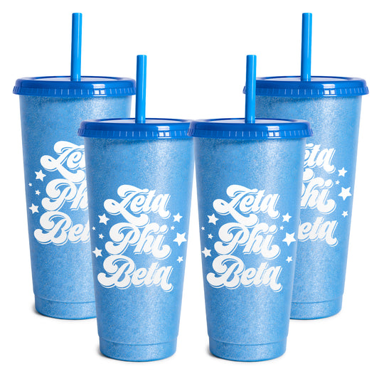 Zeta Phi Beta Glitter Color Changing Cup 4-Pack