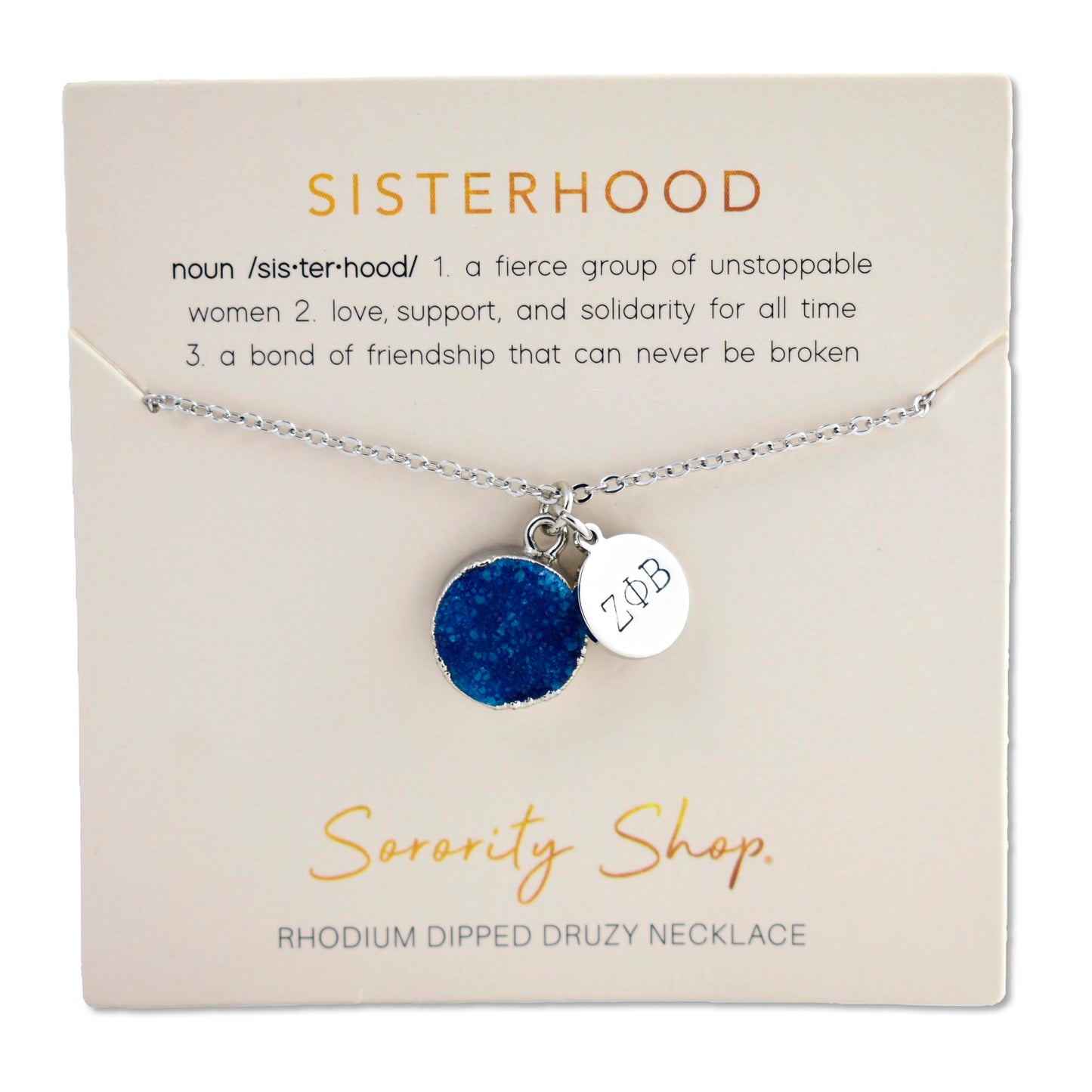 Zeta Phi Beta Sisterhood Druzy Necklace