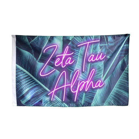 Zeta Tau Alpha Neon Palm Flag