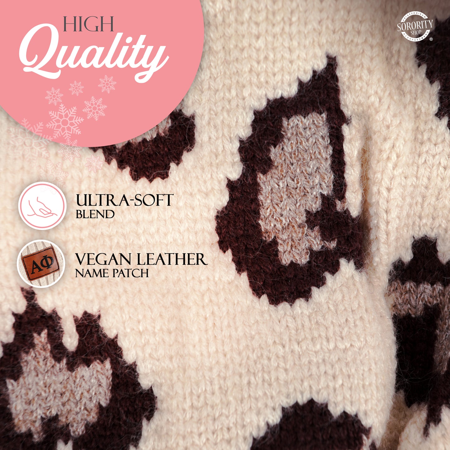 Sigma Sigma Sigma Leopard Design Beanie Hat