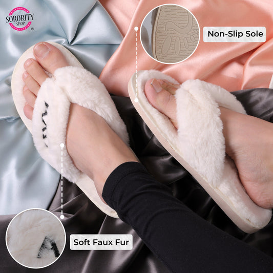 Delta Sigma Theta - Furry Slippers Women - With DST Embroidery Logo