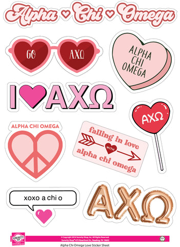 Alpha Chi Omega - Sticker Sheet- Love Theme