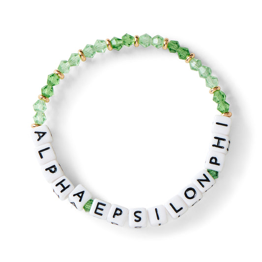 Alpha Epsilon Phi Bracelet With Glass Beads and 18K Gold Accent Beads