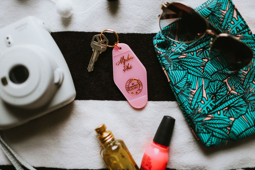 Alpha Phi Vintage Motel Keychain