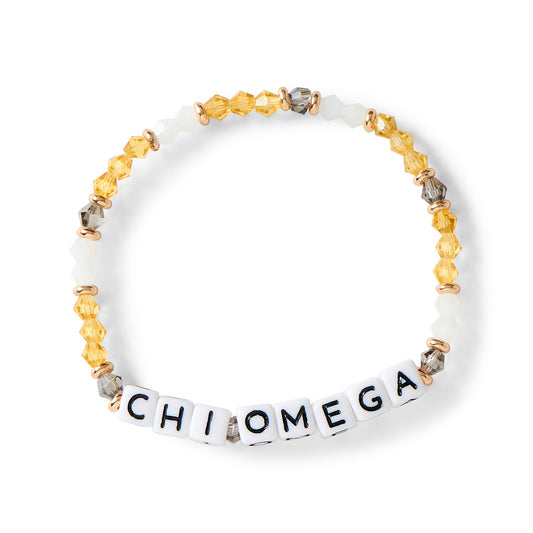 Chi Omega Bracelet With Glass Beads and 18K Gold Accent Beads