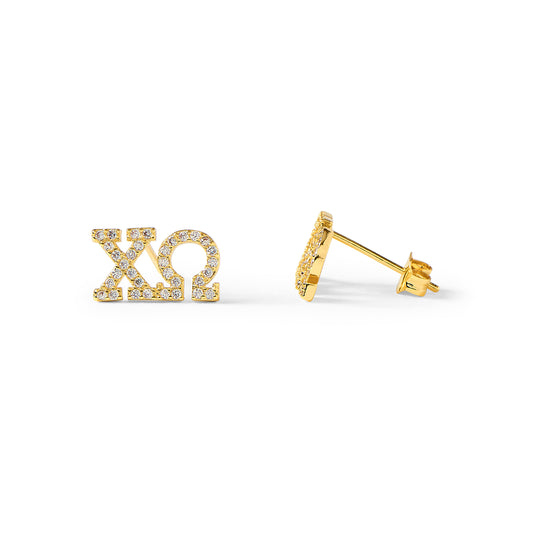 Chi Omega 18k Gold Plated Stud Earrings