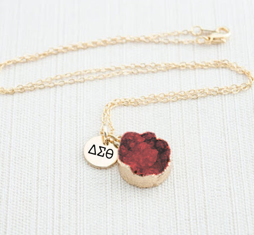 Delta Sigma Theta Sisterhood Druzy Necklace