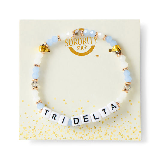 Delta Delta Delta Bracelet With Glass Beads and 18K Gold Accent Beads