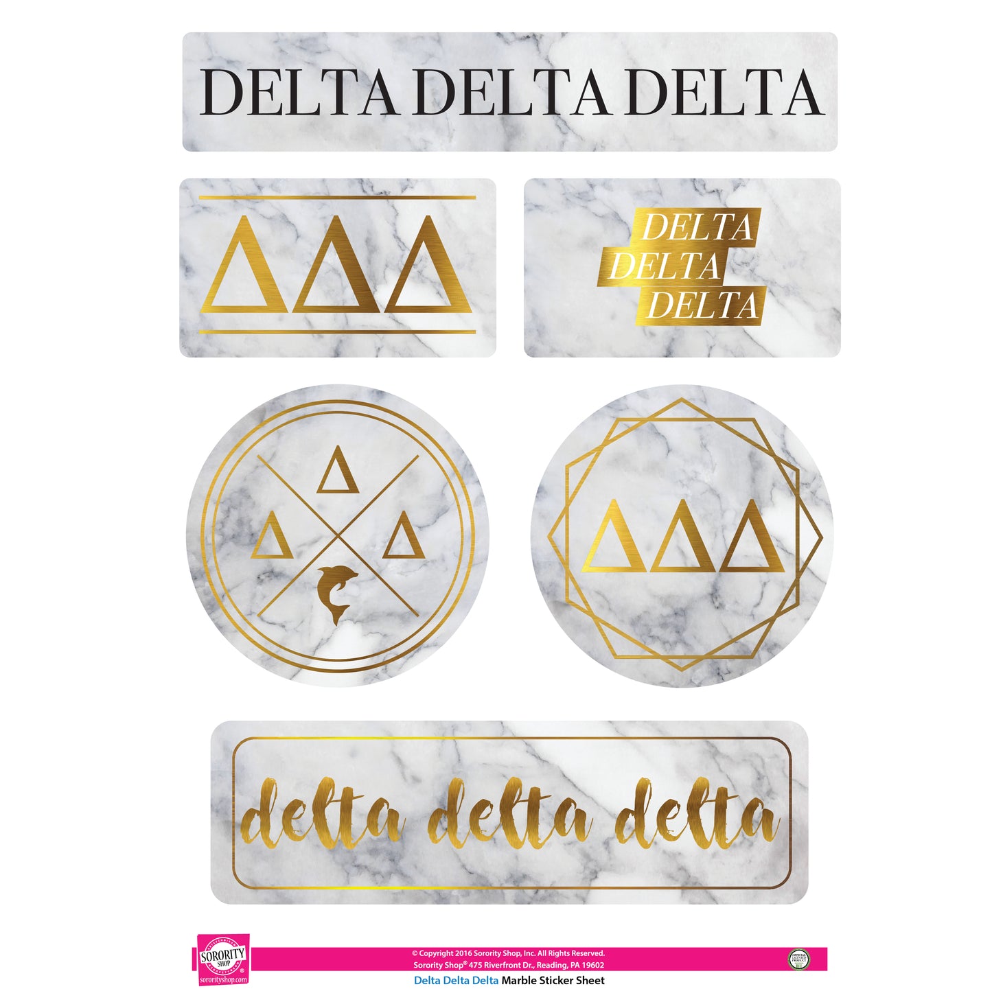 Delta Delta Delta Marble Sticker Sheet