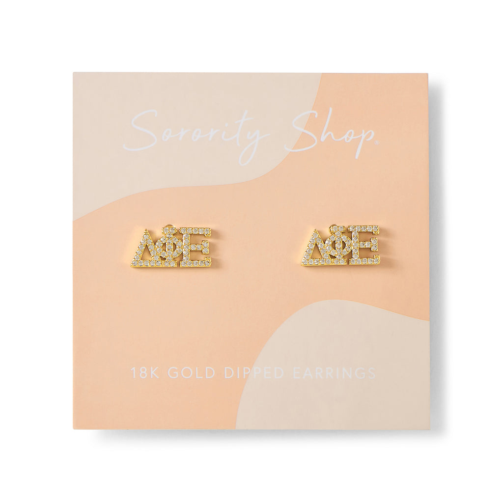 Delta Phi Epsilon 18k Gold Plated Stud Earrings