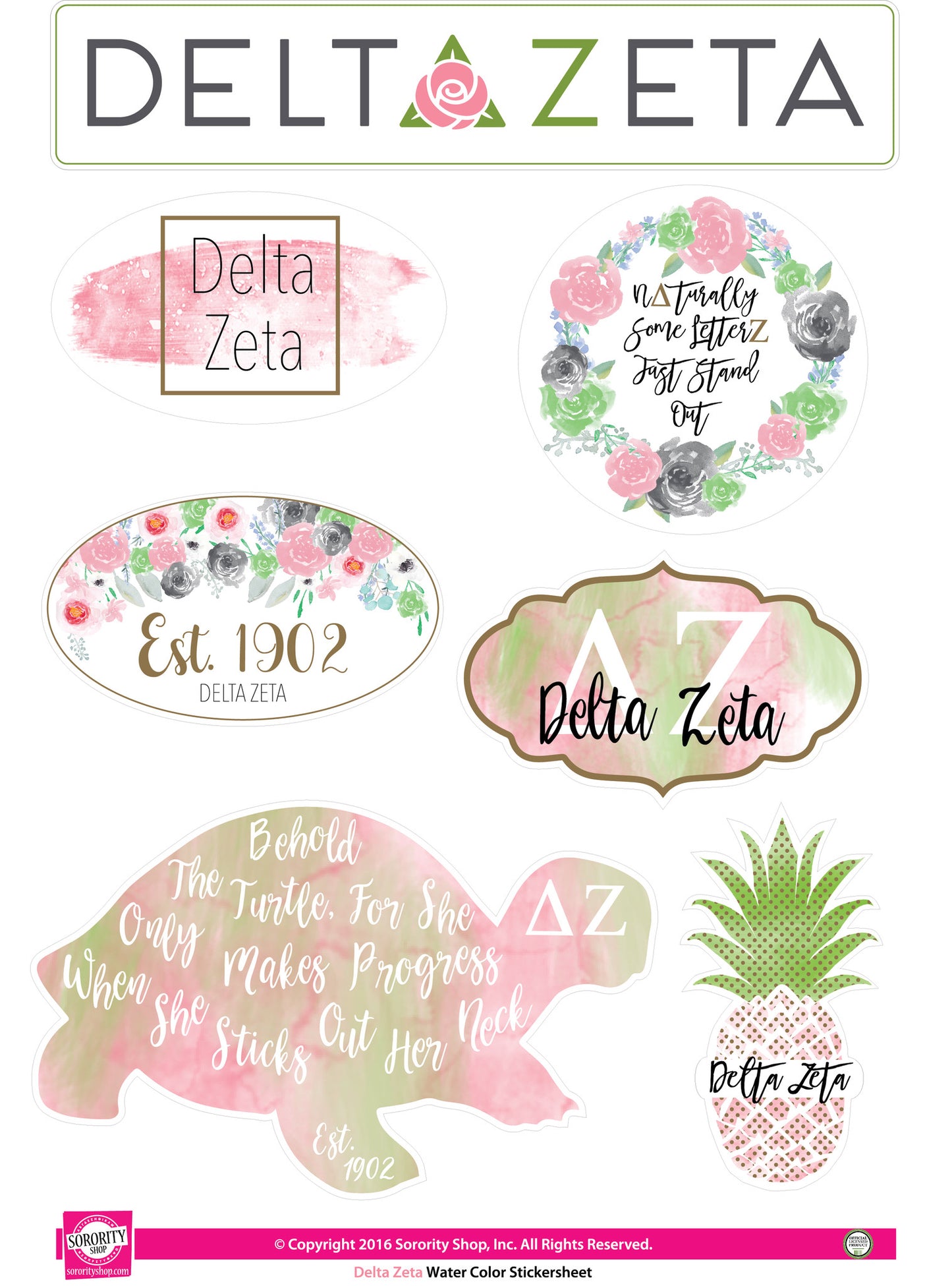Delta Zeta Water Color stickers