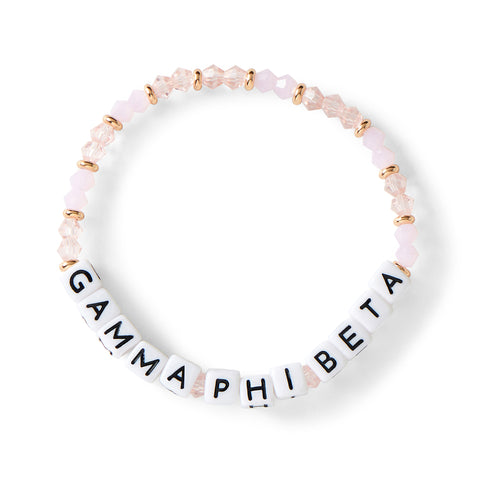 Gamma Phi Beta Bracelet With Glass Beads and 18K Gold Accent Beads