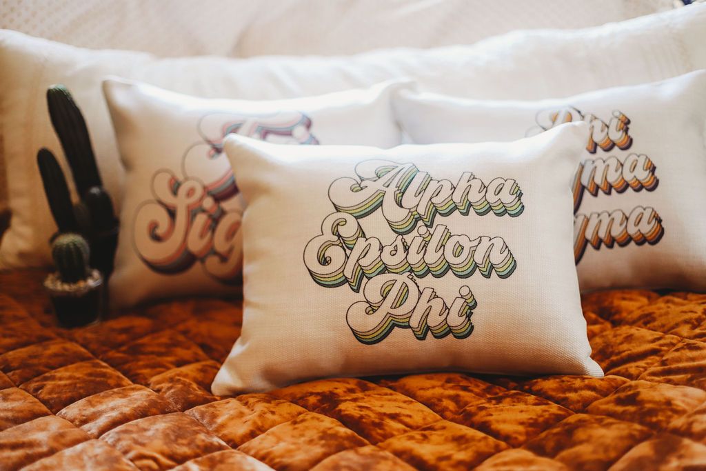 Phi Mu Retro Throw Pillow