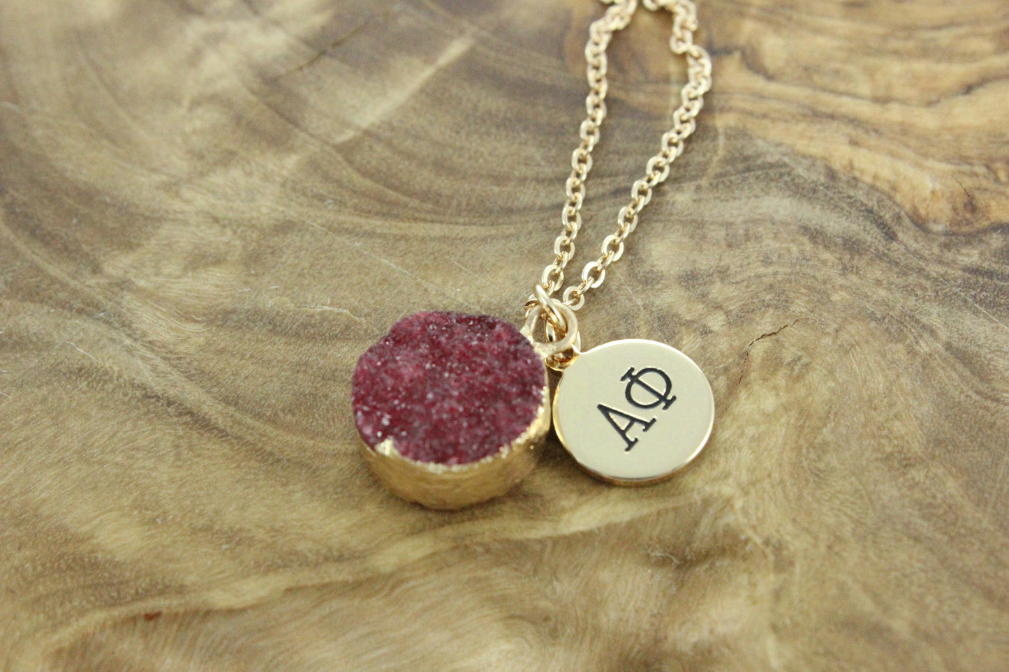 Alpha Phi Sisterhood Druzy Necklace