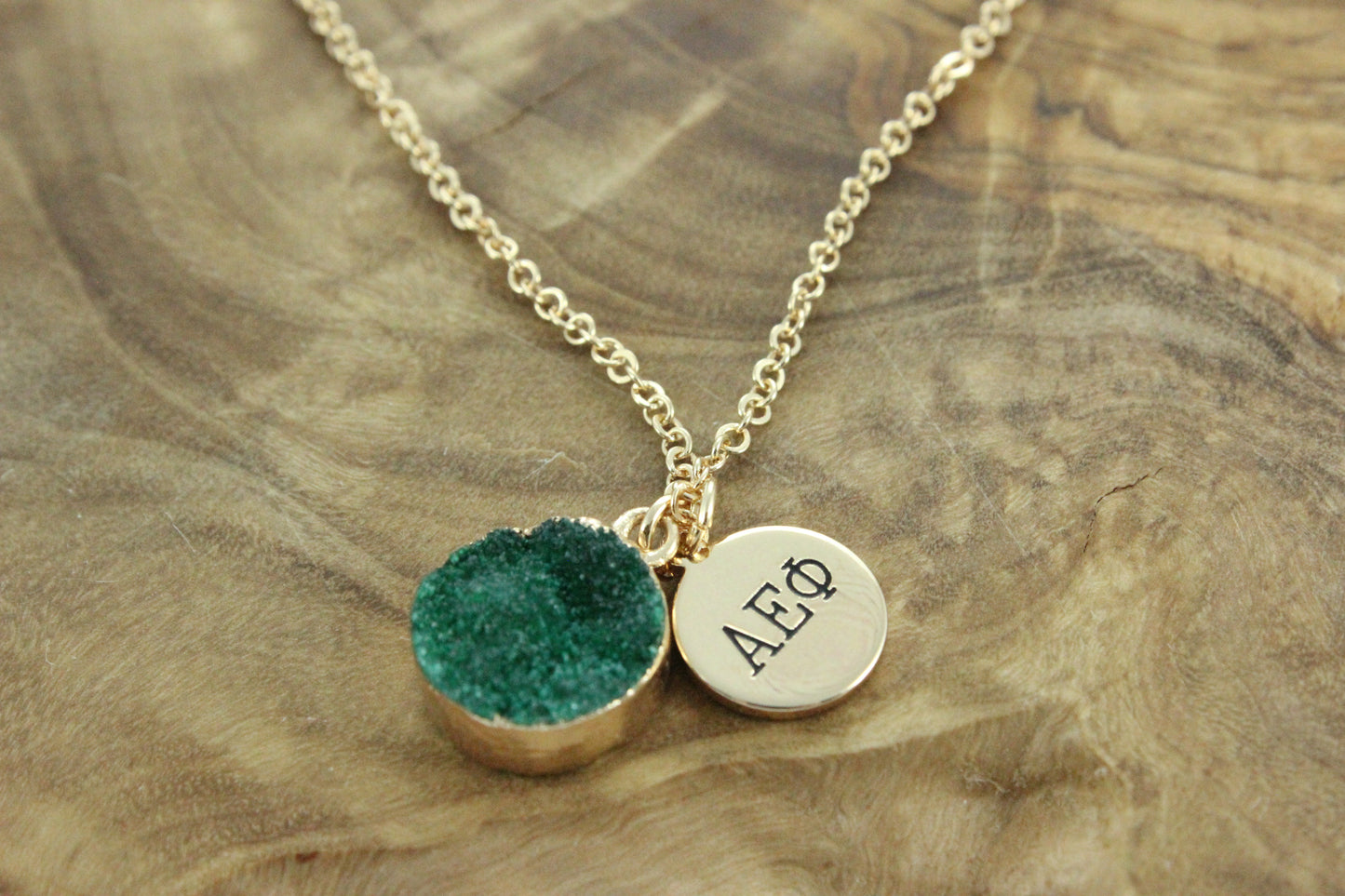 Alpha Epsilon Phi Sisterhood Druzy Necklace