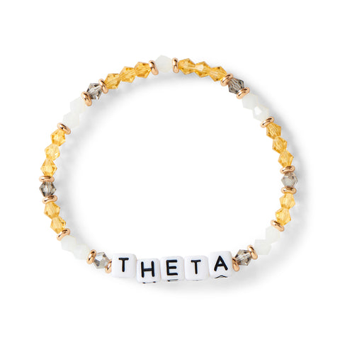 Kappa Alpha Theta Bracelet With Glass Beads and 18K Gold Accent Beads