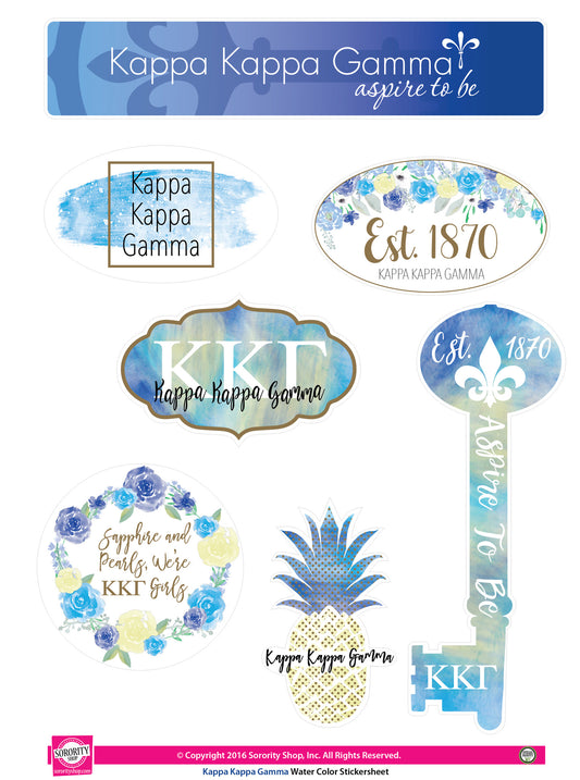 Kappa Kappa Gamma Water Color stickers