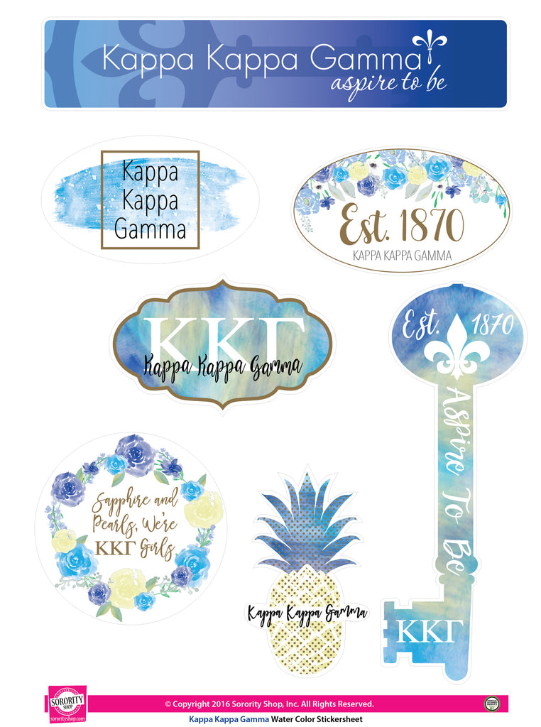 Kappa Kappa Gamma Water Color stickers