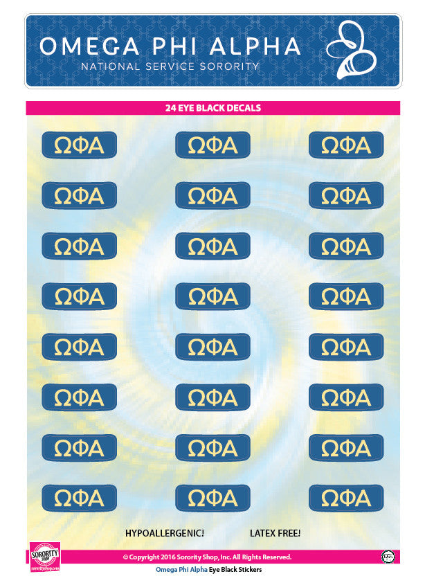 Omega Phi Alpha Eye Black Decals
