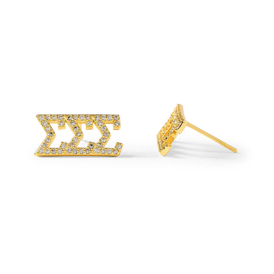 Sigma Sigma Sigma 18k Gold Plated Stud Earrings