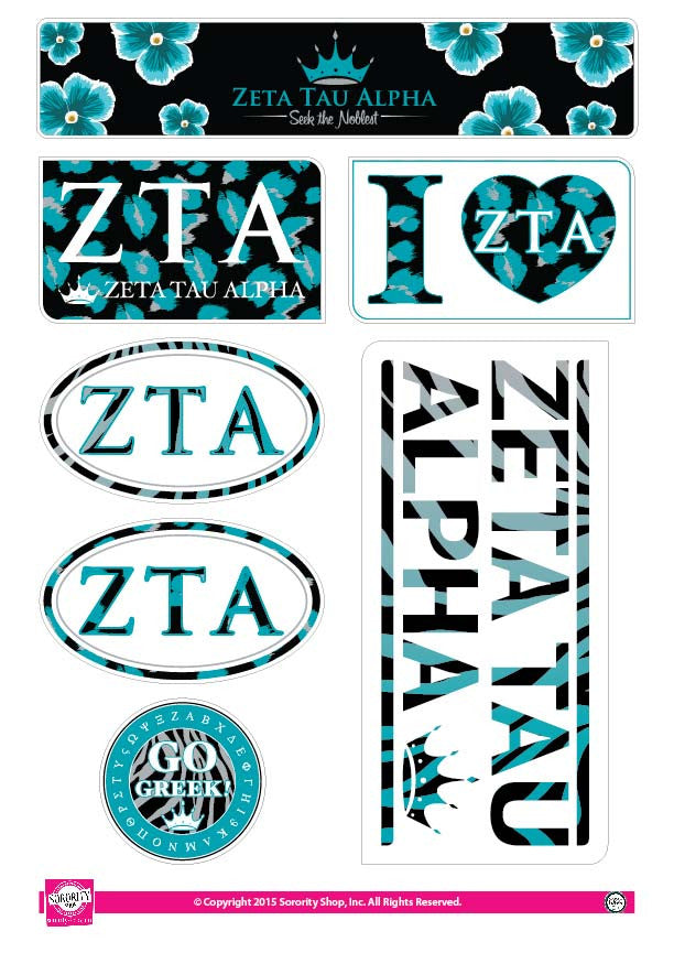 Zeta Tau Alpha <br> Animal print Stickers