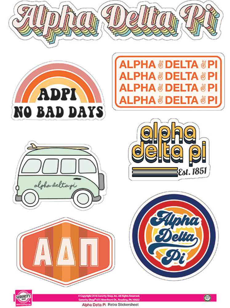 Alpha Delta Pi Retro Sticker Sheet