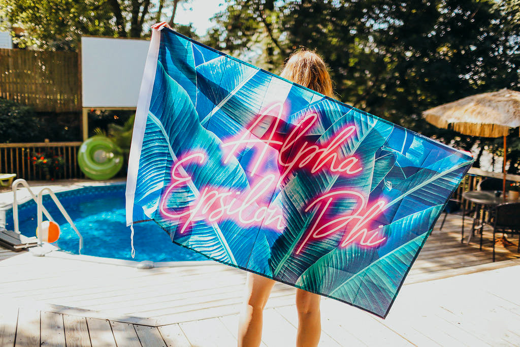 Alpha Epsilon Phi Neon Palm Flag