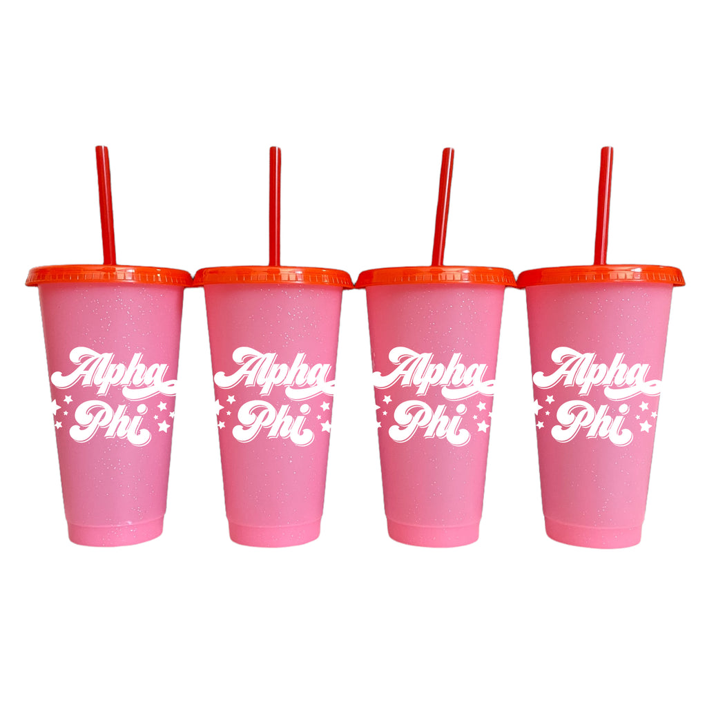 Alpha Phi Glitter Color Changing Cup 4-Pack