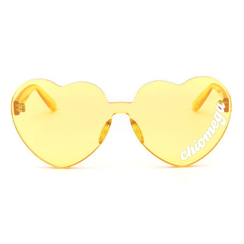 Chi Omega Sunglasses — Heart Shaped Sunglasses Printed With CO Logo
