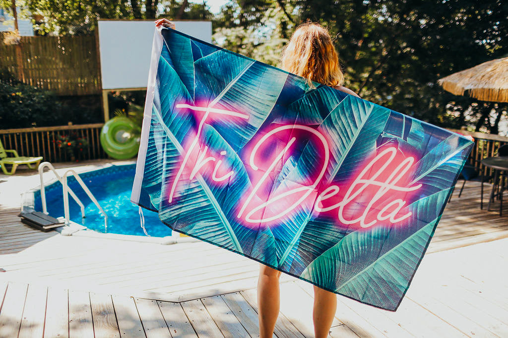 Delta Delta Delta Neon Palm Flag