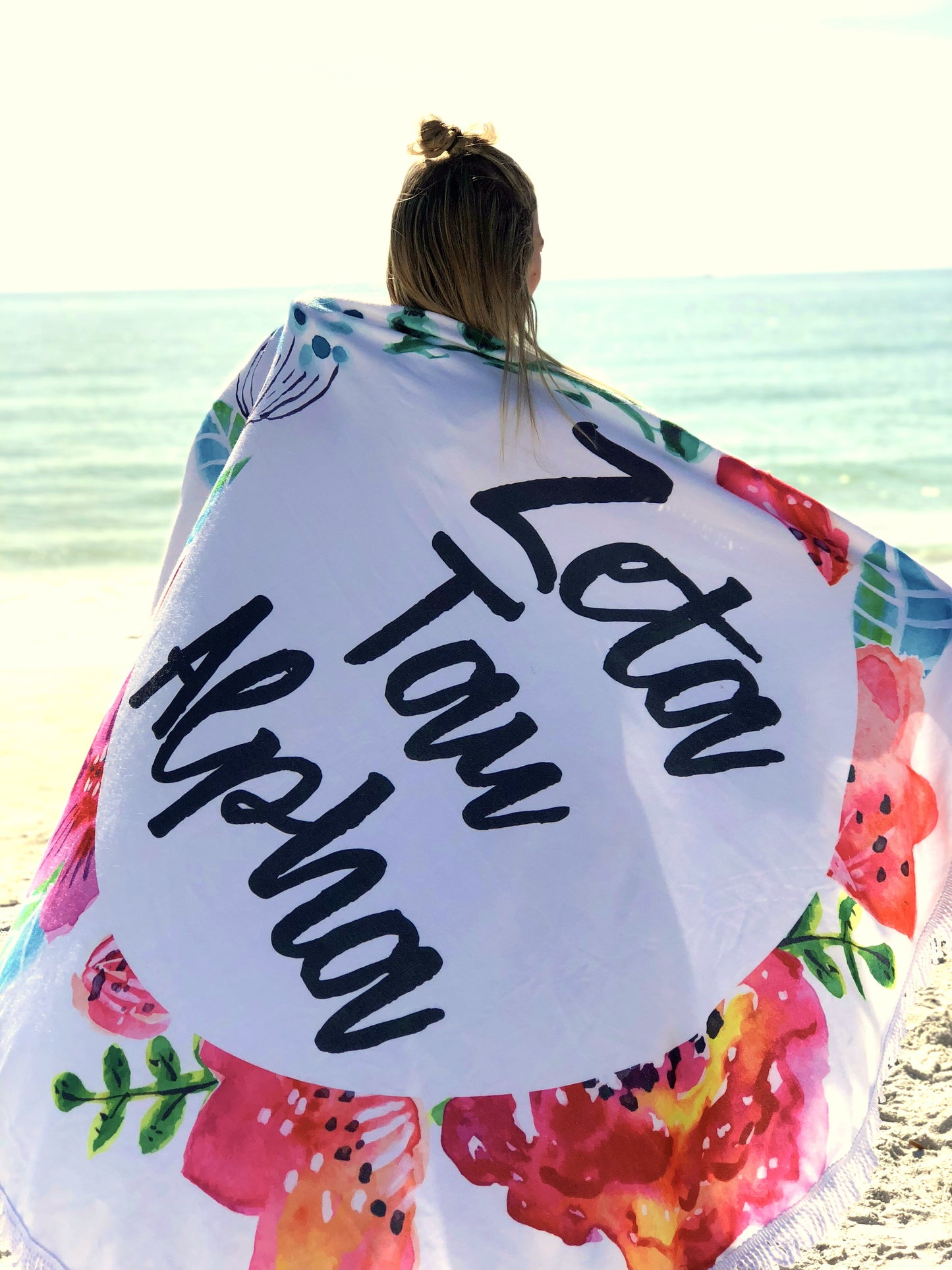 Zeta Tau Alpha Floral Fringe Towel Blanket